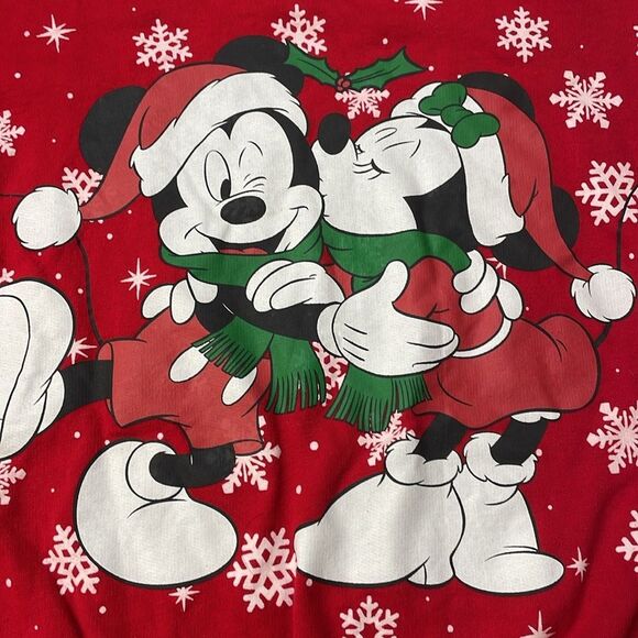 Disney Mickey Minnie Christmas Sweatshirt Red Holiday Crewneck Sz XS - Picture 3 of 6